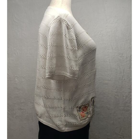 C J Banks White Birdhouse patchwork Sweater 2X Plus Sz Loop Knit Y2K Cottagecore - Picture 3 of 12
